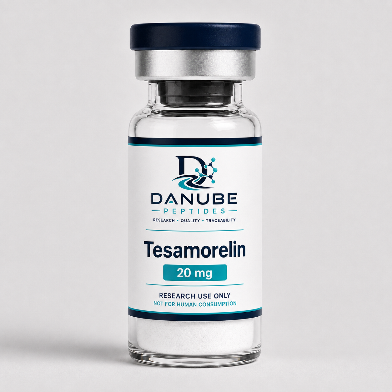Danube Peptides Tesamorelin 20 mg laboratory research vial